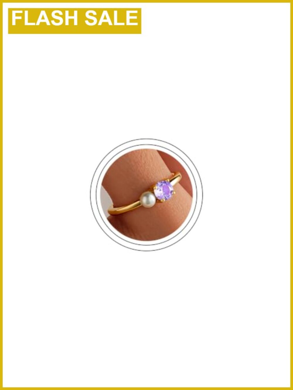 Pearl Birthstone Stackable Ring 14K Gold Plated Non Tarnish